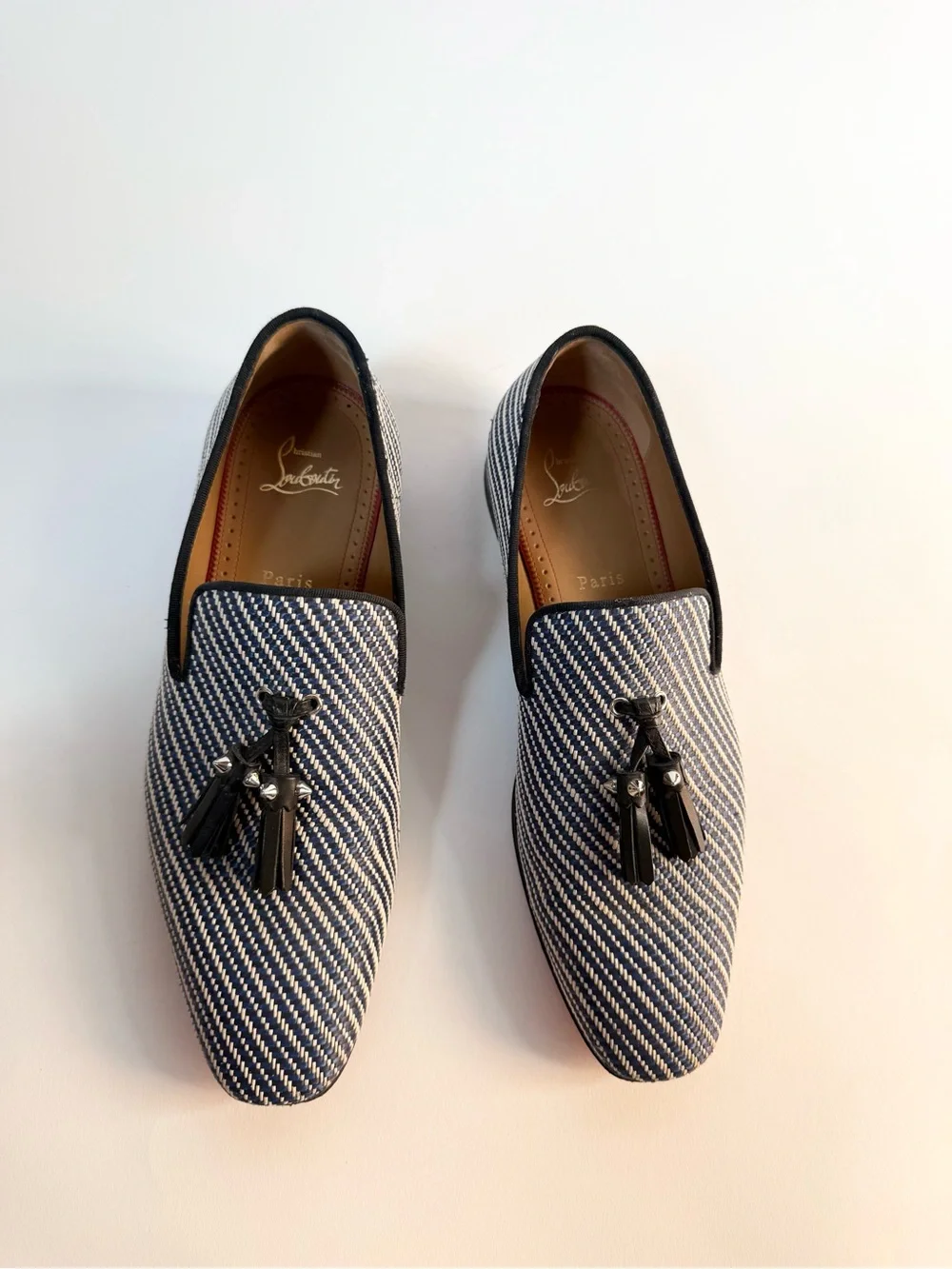 Christian Louboutin Blue Woven Tassel Loafers